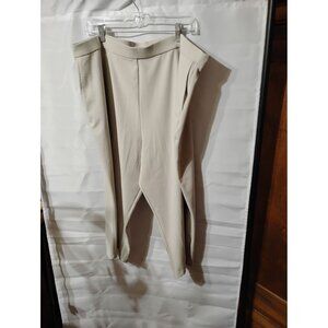 Susan Graver 2XP capris beige, office pockets fall winter color pull on poly spa